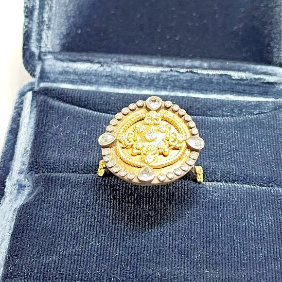 Armenta Old World 18K Gold & Silver Diamond Sapphire Ring 02742 Sz 7 – Excellent - Picture 16 of 16